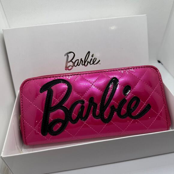 Barbie Handbags - Barbie Hot Pink Quilted Patent Long Zip Wallet with Box